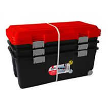 3 boîtes de rangement plastique 75L noir et orange - SUNDIS